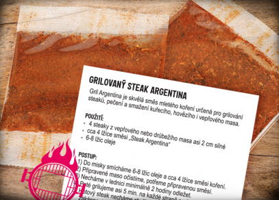 Balení obsahuje dva sáčky koření a recept na steak Argentina